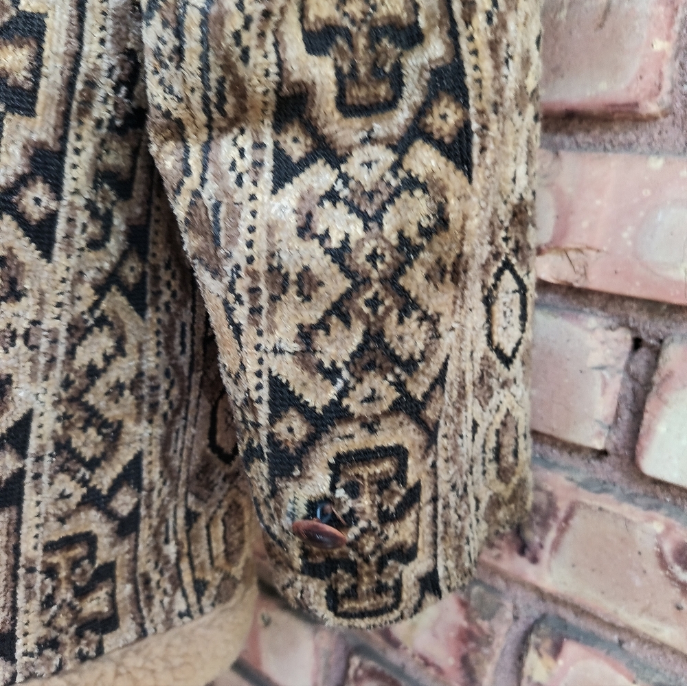 Vintage 70s Tapestry Carpet Lakeland Coat Jacket Medium 38 Sherpa  44" Chest - Picture 3 of 9